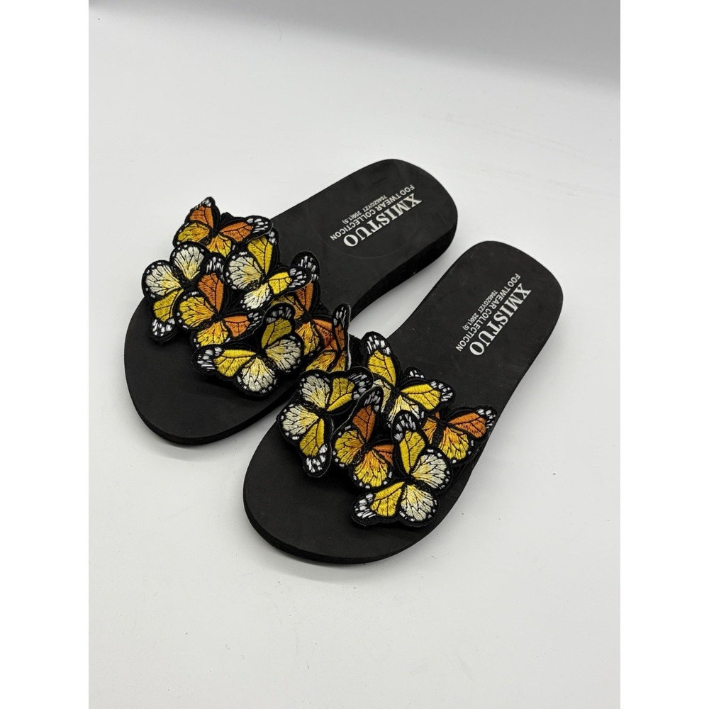 Xmistuo Slip On Slide Low Heel Boho Butterfly Nonslip Sandals  Sz 8.5/9